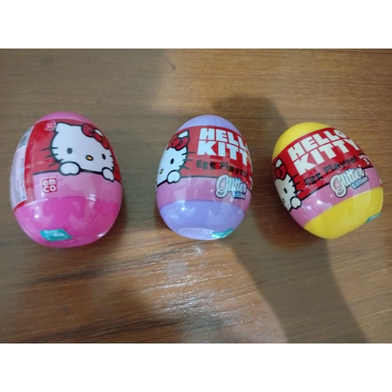 Emco Hello Kitty Mini Figure Eggs Playset Glitter Mainan Suprise