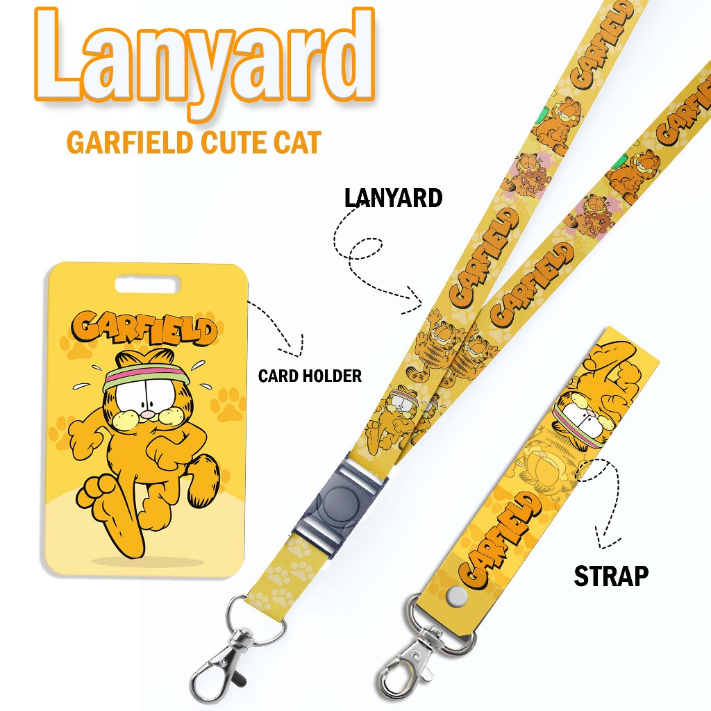 

LANYARD STRAP CARD HOLDER GARFIELD CUTE CAT Gantungan Kunci, Handphone, ID Card