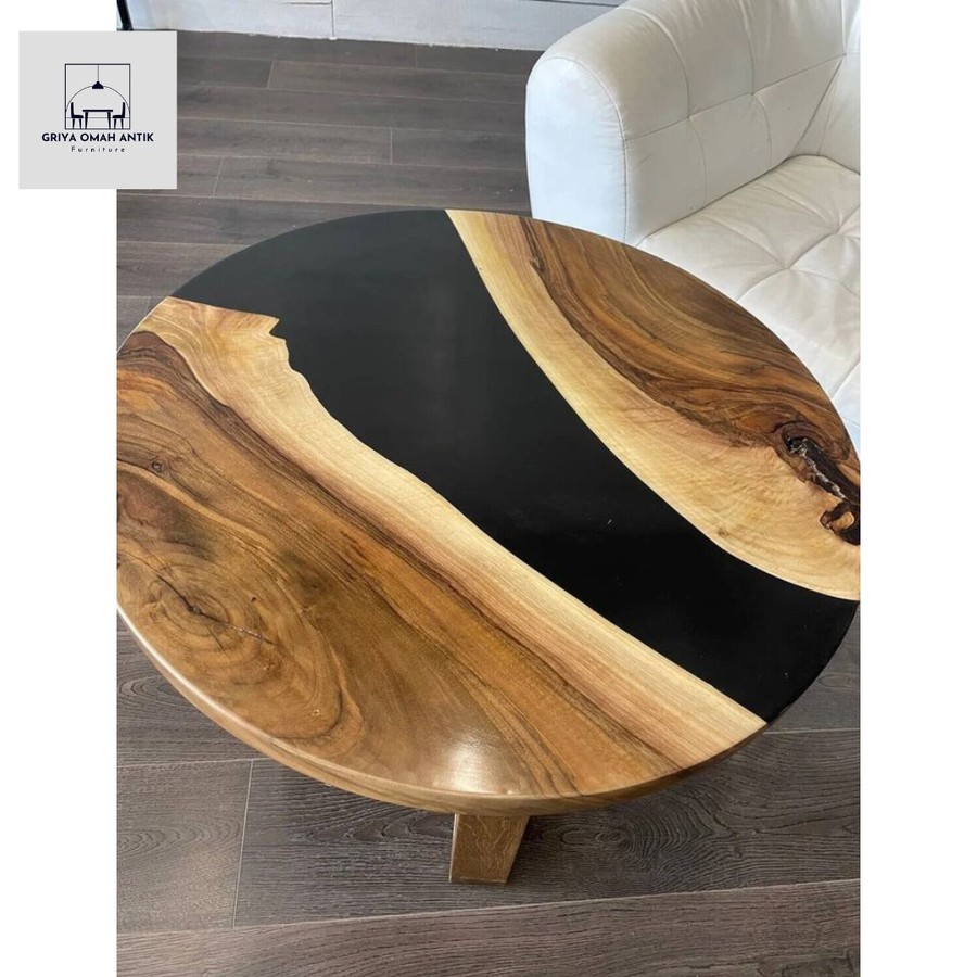 MEJA TAMU MEJA TERAS MEJA MINIMALIS MEJA TAMU MODEREN KAYU KOMBINASI RESIN