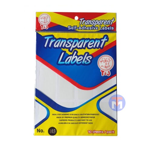

Label 103 Transparent T&J