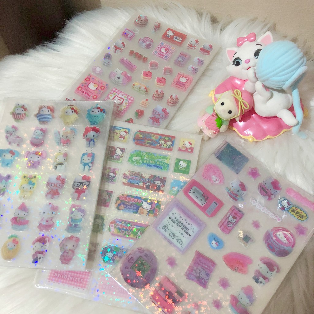 

deco stickers/sticker transparan (sylvanian families, rillakuma, hello kitty, tamatgochi)