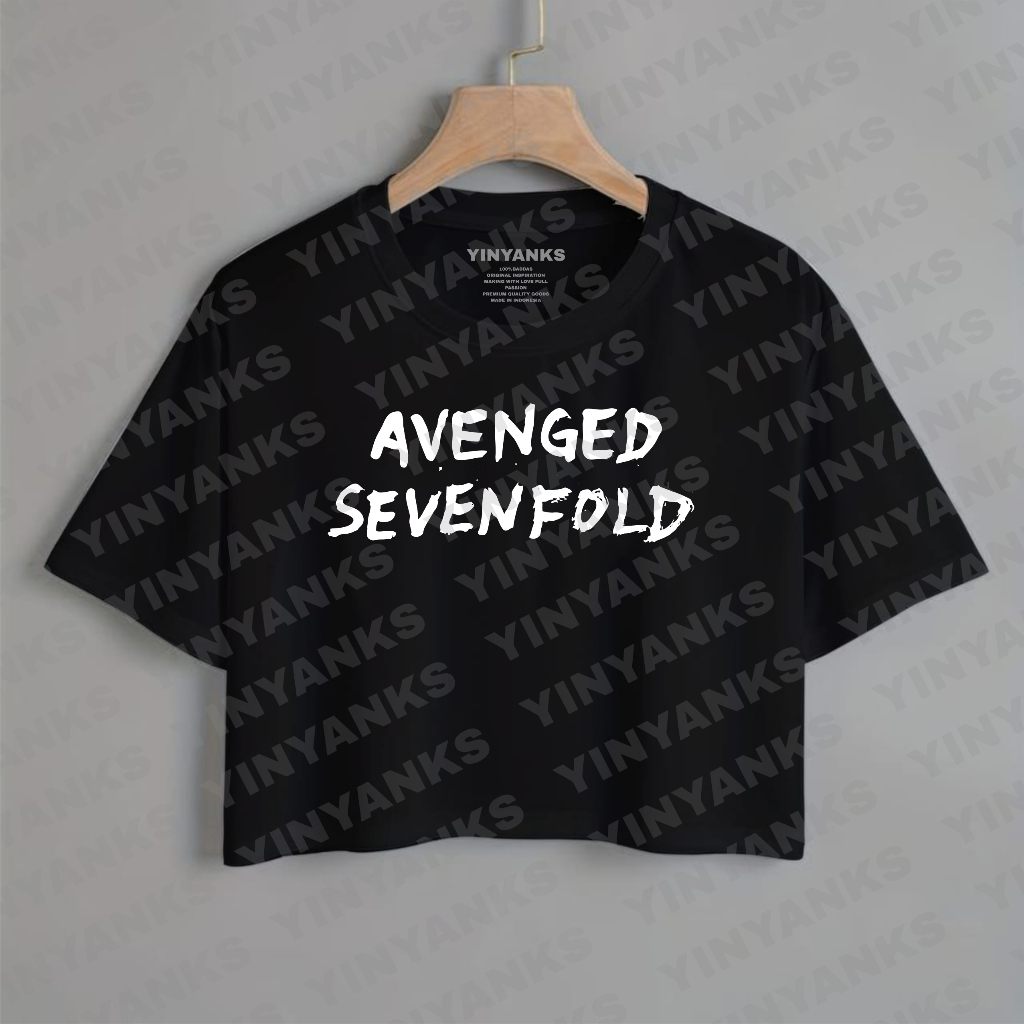 Yinyanks Kaos Crop Top Avenged sevenfold tulisan T-shirt wania lengen pendek Atasan