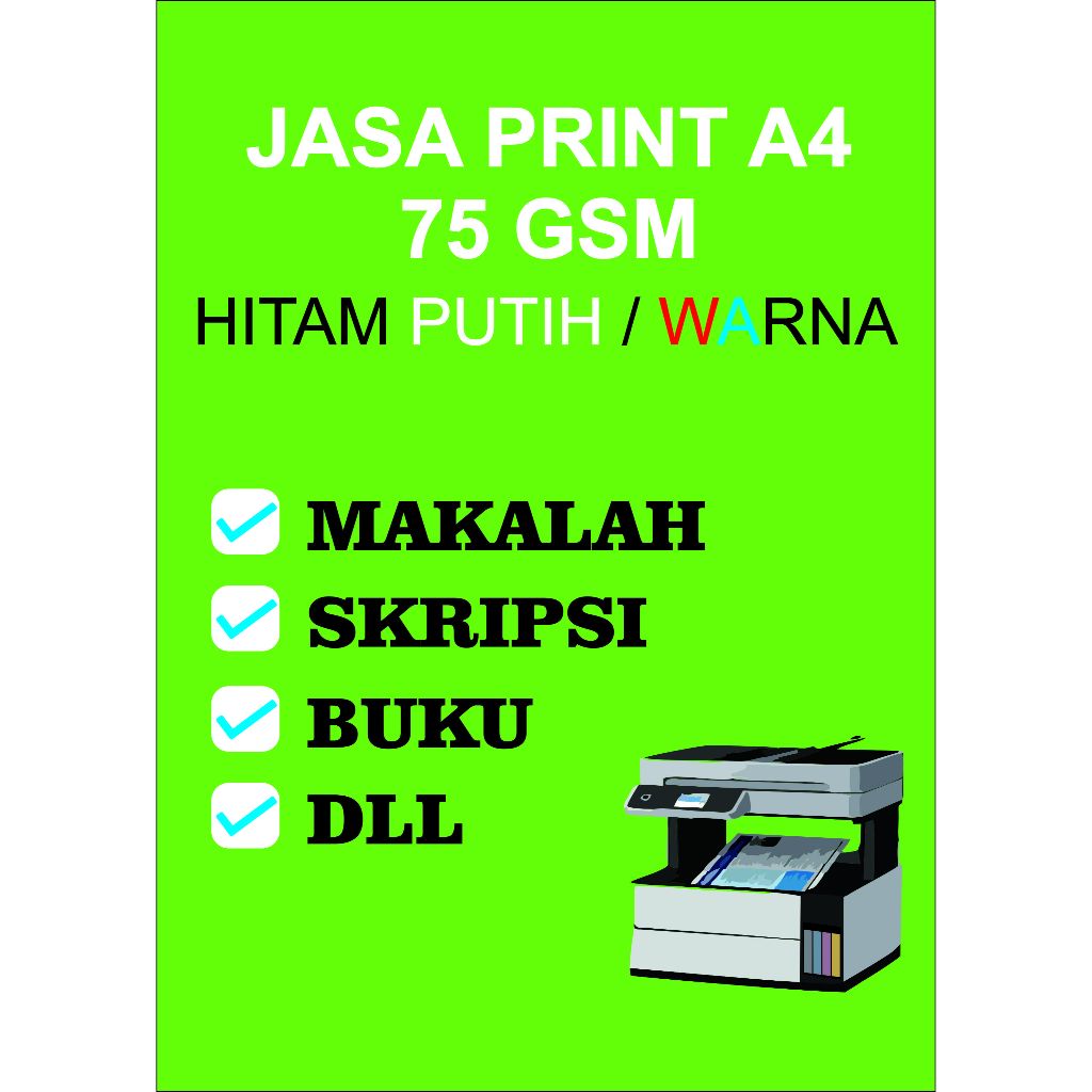 

Print A4 75 GSM Cetak Hitam Putih / Warna (24 Jam), Timbal Balik