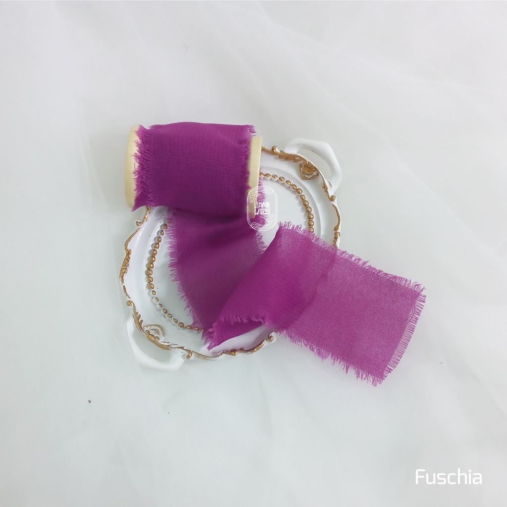 

(1 m) Fuschia - Silk Ribbon / pita undangan wedding calligraphy hampers buket keepsake