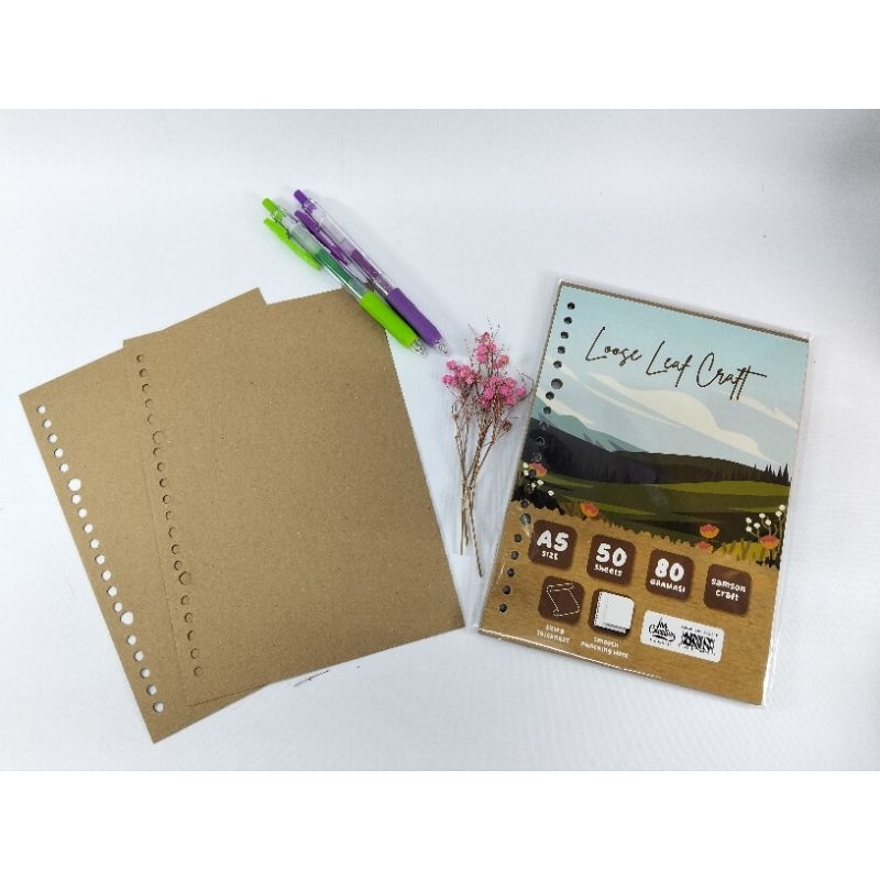 

Loose leaf Coklat / Loose leaf craft / Isi Binder coklat / Loose Leaf Brown Polos A5 50