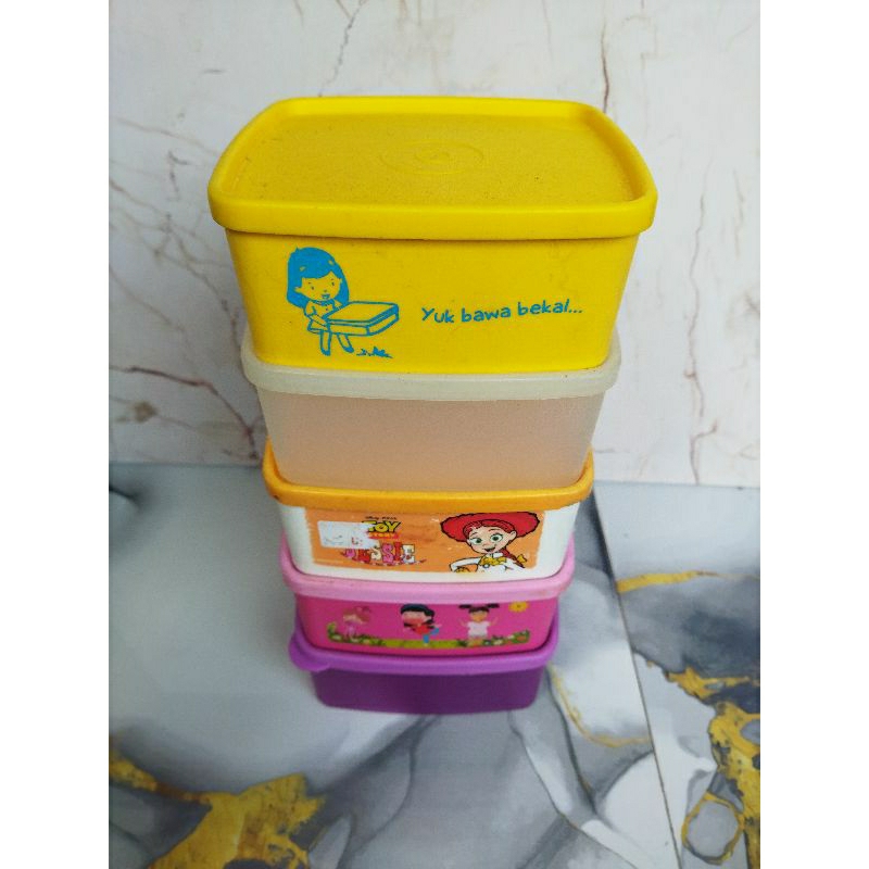 tempat bekal makan anak square orinting ayo bawa bekal 500ml tupperware second preloved