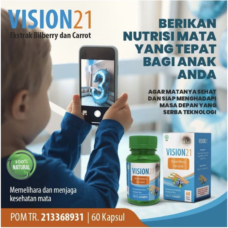 Obat mata herbal vision 21 ekstak Bilberry plus carrot 60 kapsul