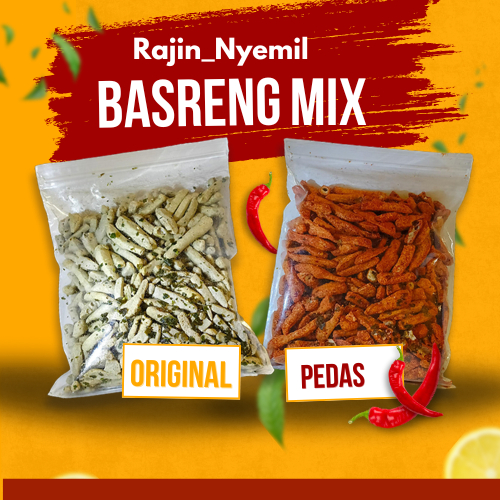 

Basreng Mix 2 rasa ori dan pedas total 1kg kemasan 500 gram masing masing kemasan