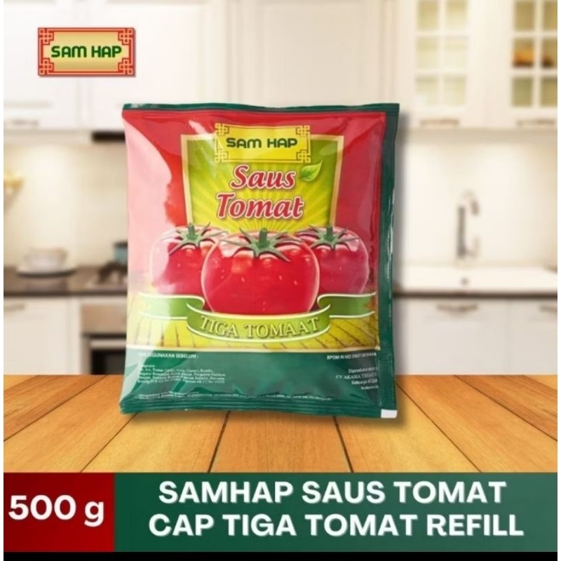 

SAMHAP SAUS TOMAT SACHET 500g Cap Tiga Tomat Exp Feb 26