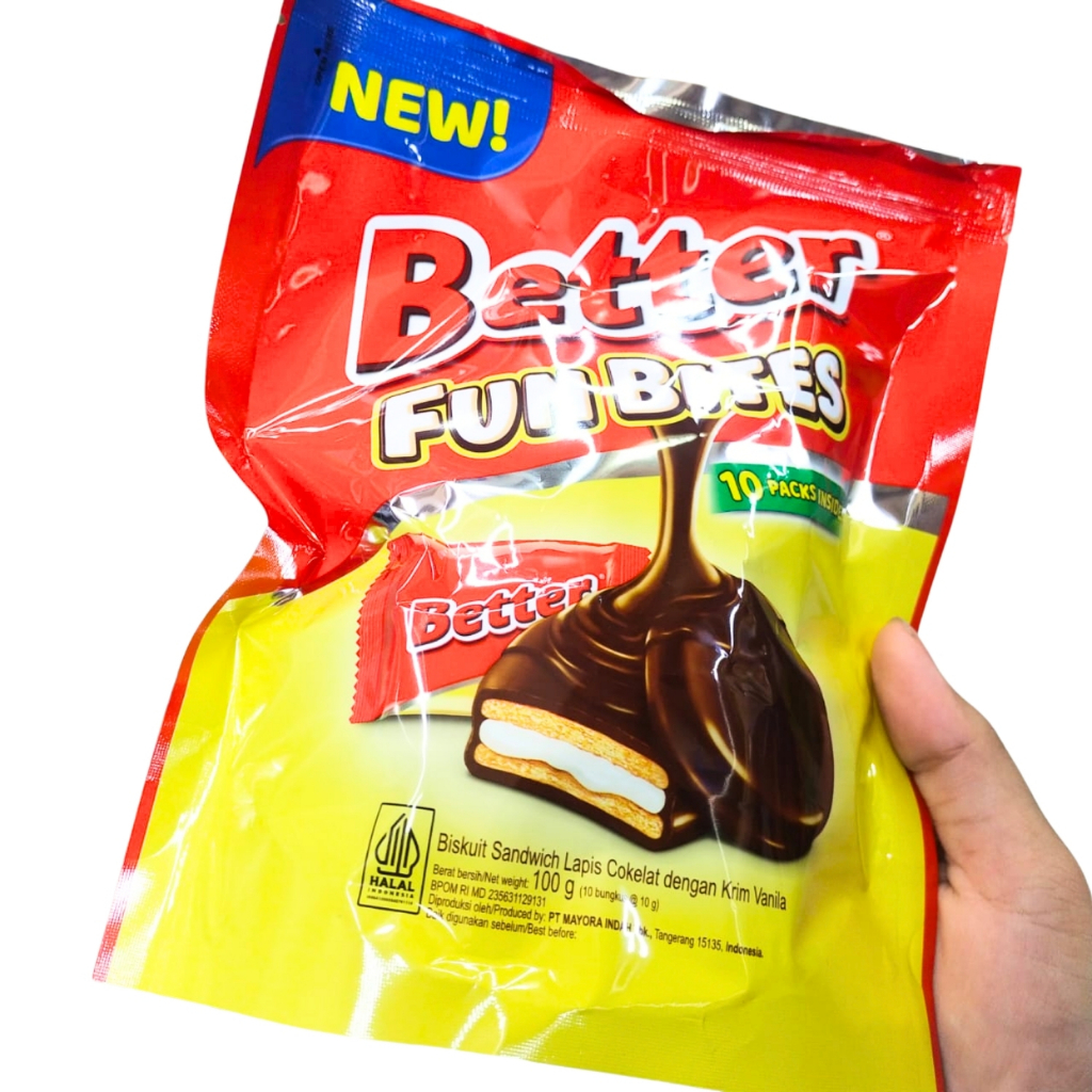 

Better Fun Bites Coklat Krim Vanila isi 10 bungkus @10gr Makanan Ringan Snack Camilan