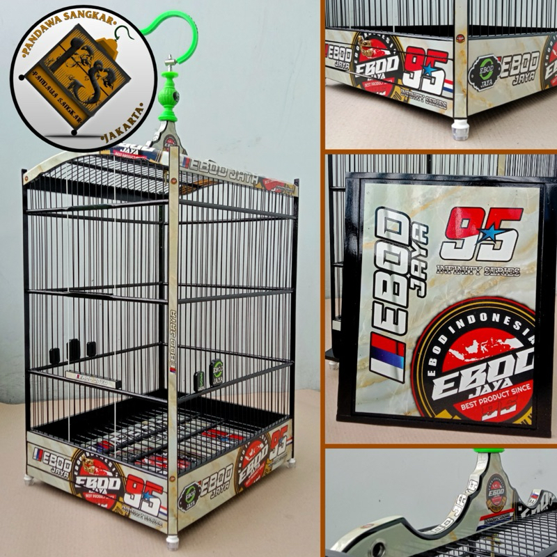 SANGKAR/KANDANG KOTAK EBOD JAYA DECAL JERUJI FIBER NO 2