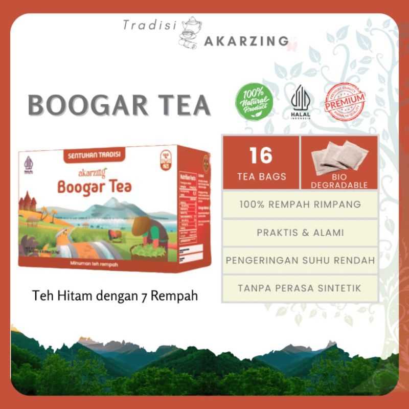 

Akarzing Boogar Tea Teh Rempah Celup Isi 16 Herbal Oleh-Oleh Malang