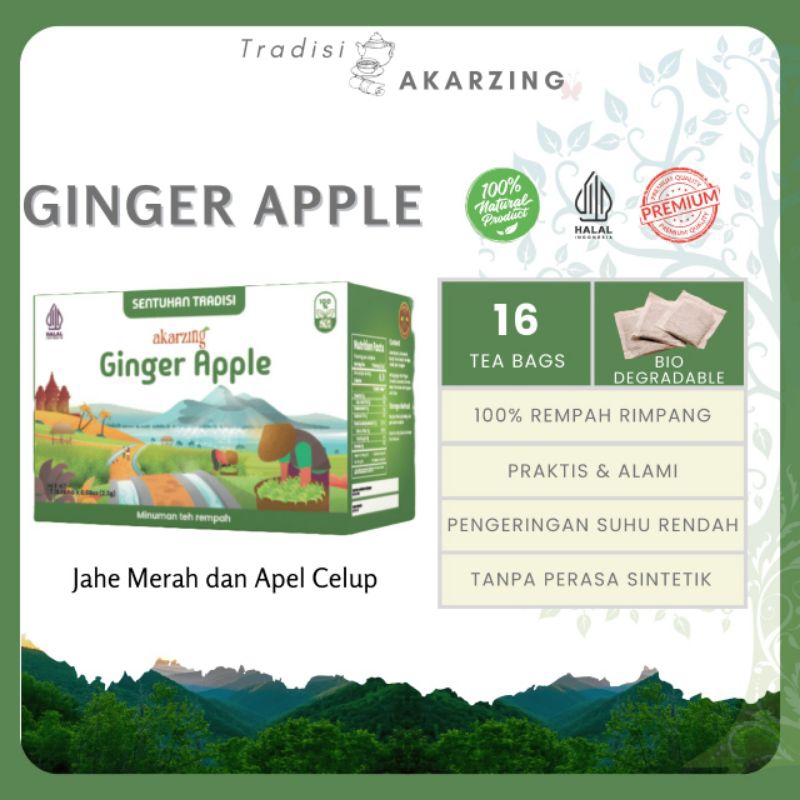 

Akarzing Ginger Apple Jahe Merah Apel Celup Herbal Isi 16 Oleh-Oleh Malang