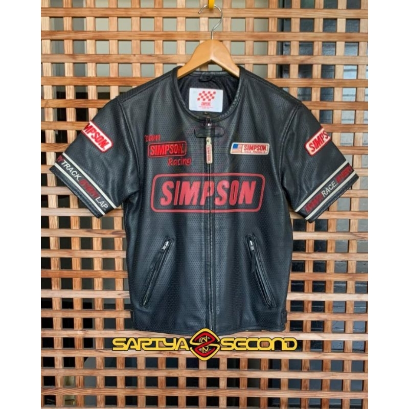 Short Sleeve Leather Jacket Simpson Size L Fit M Original Product