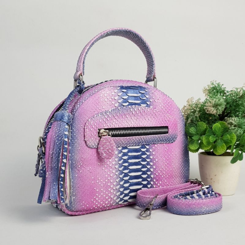 TAS KULIT ULAR OVAL/TOP HANDLE