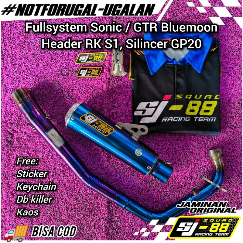 Knalpot Fullsystem SJ88 Sonic 150r/GTR RR S1 Bluemoon (Bonus Kaos)