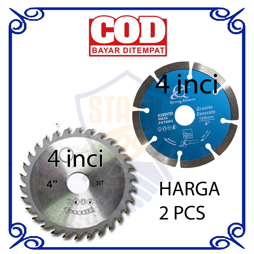 Paket 2 pcs Mata Gergaji Gerinda Pemotong Granit Potong Bobok Tembok Dinding Multiplek Kayu