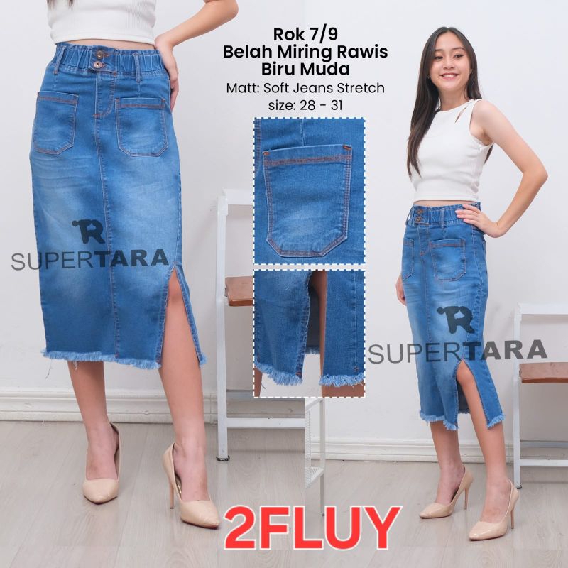 Rok 7/9 Belah Belakang Supertara Jeans Wanita