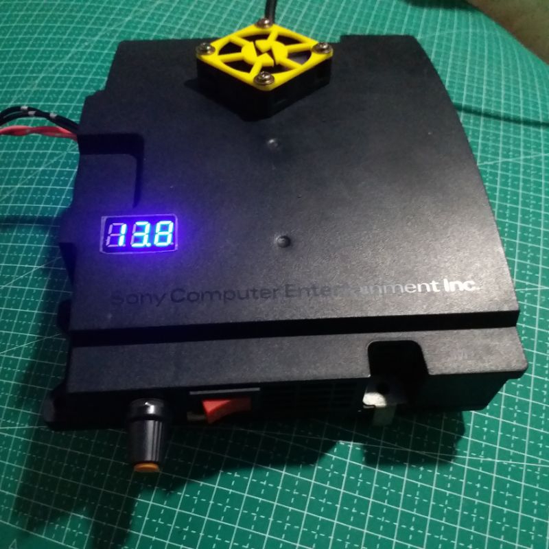 PSU Power supply 2nd second normal modif 12v adjust 13.8v DC arus max 21A (at 12v on case) SONY adap