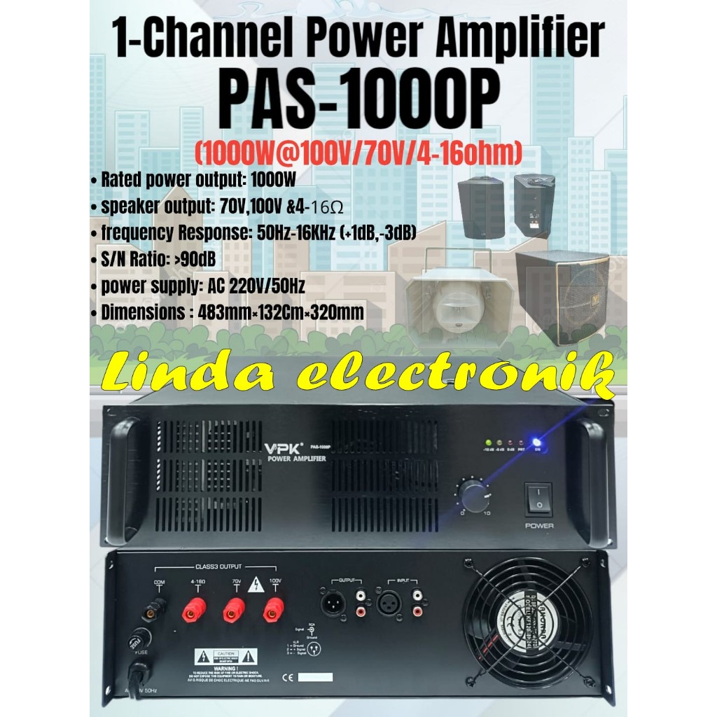 power amplifier vpk pas 1000p / pas1000p / pas1000 p 1000 watt 100v original