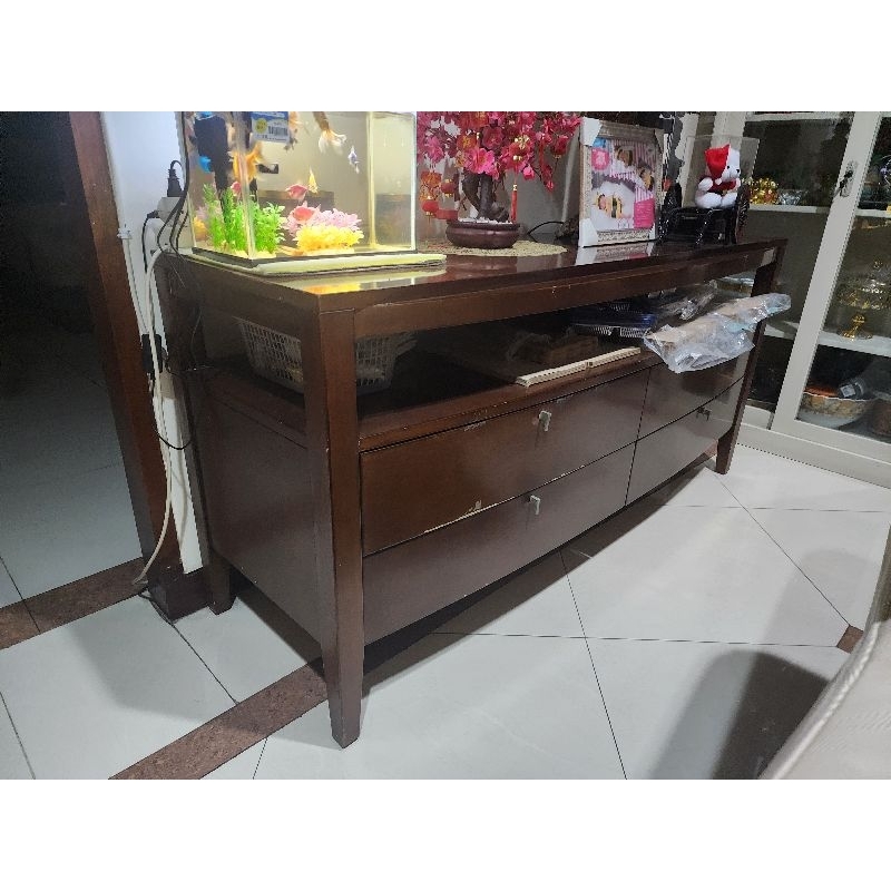 MEJA KAYU PANJANG COKLAT TUA