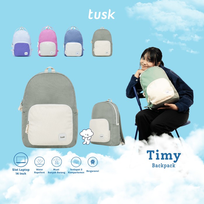 Tusk Timy Pink - Tas Ransel Sekolah Muat Tablet 13 Inch