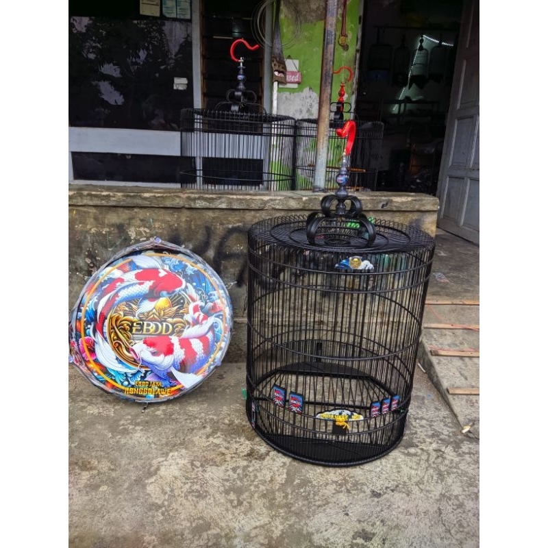 PROMO SANGKAR MURAI EBOD JAYA TEBOK PVC MOTIF KOI DLL NO 2 SANGKAR LOMBA BURUNG MURAI KANDANG MURAI 