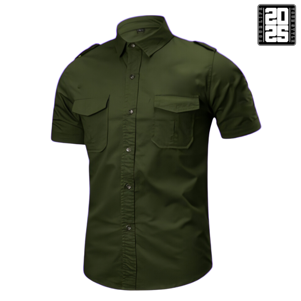 Kemeja Tactical Hijau Army / Kemeja Tactical / Kemeja Tactical Pria / Kemeja Tactical Lengan Pendek 