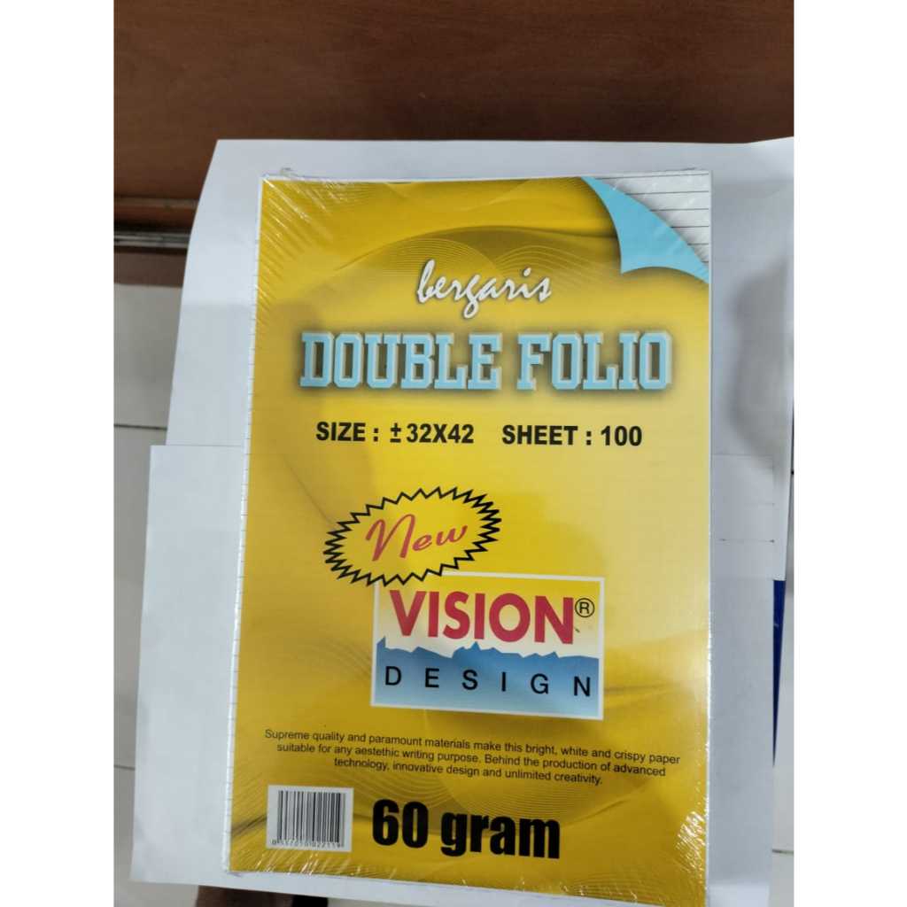 

[ PAK ISI 100 ] Kertas Double Dobel Folio Bergaris VISION 100 lembar