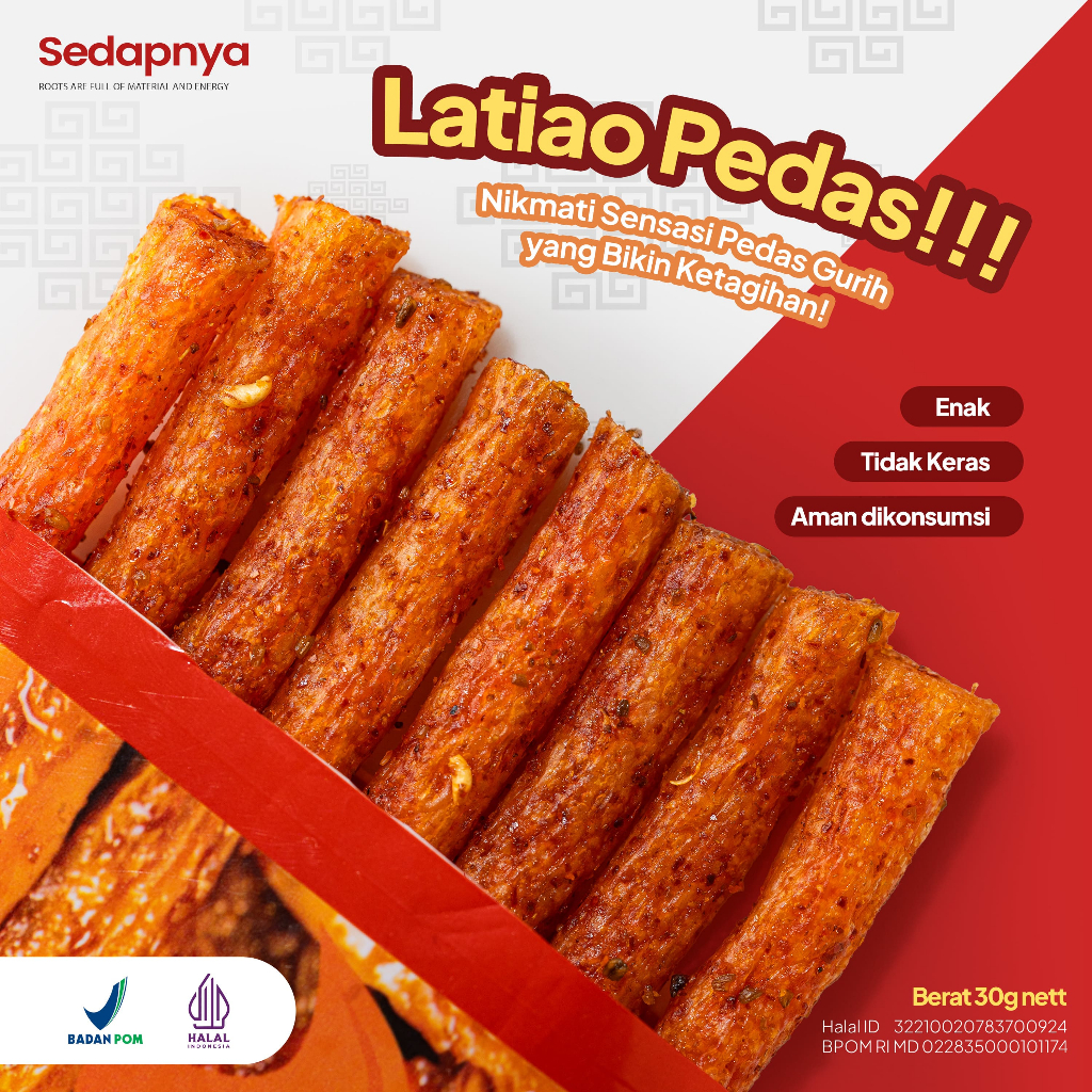 

5pc 30gr sedapnya snack viral gluten spicy sticks enak halal dan BPOM aman dikonsumsi dan bergizi