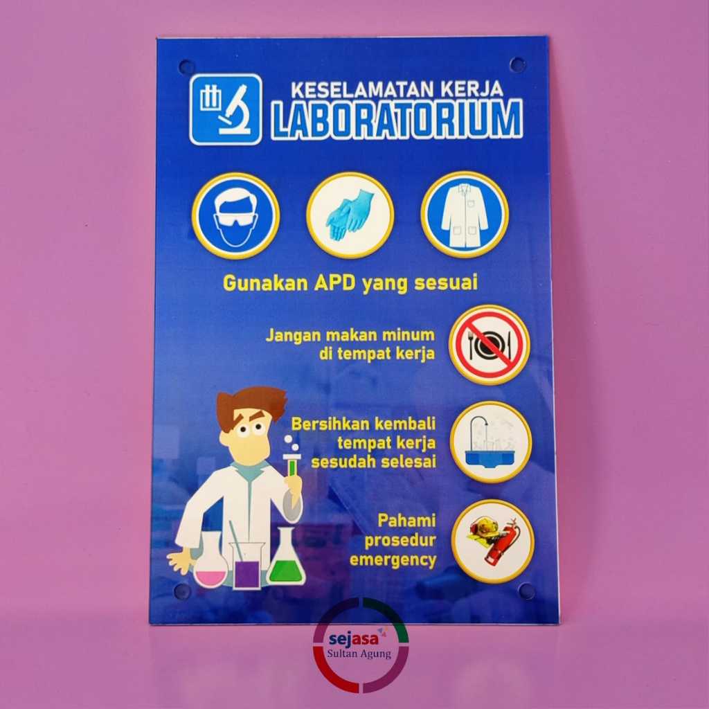 

Akrilik Poster Keselamatan Kerja Laboratorium | Akrilik Poster Keselamatan Include Baut Peniklan