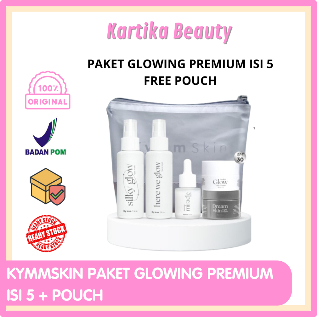 KYMM SKIN PAKET SKIN CARE GLOWING PREMIUM LENGKAP ISI 5 MACAM PRODUK FREE POUCH - PAKET WAJAH KIMSKI