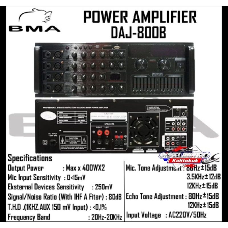 Power amplifier bma daj800b BMA DAJ 800B ampli karaoke