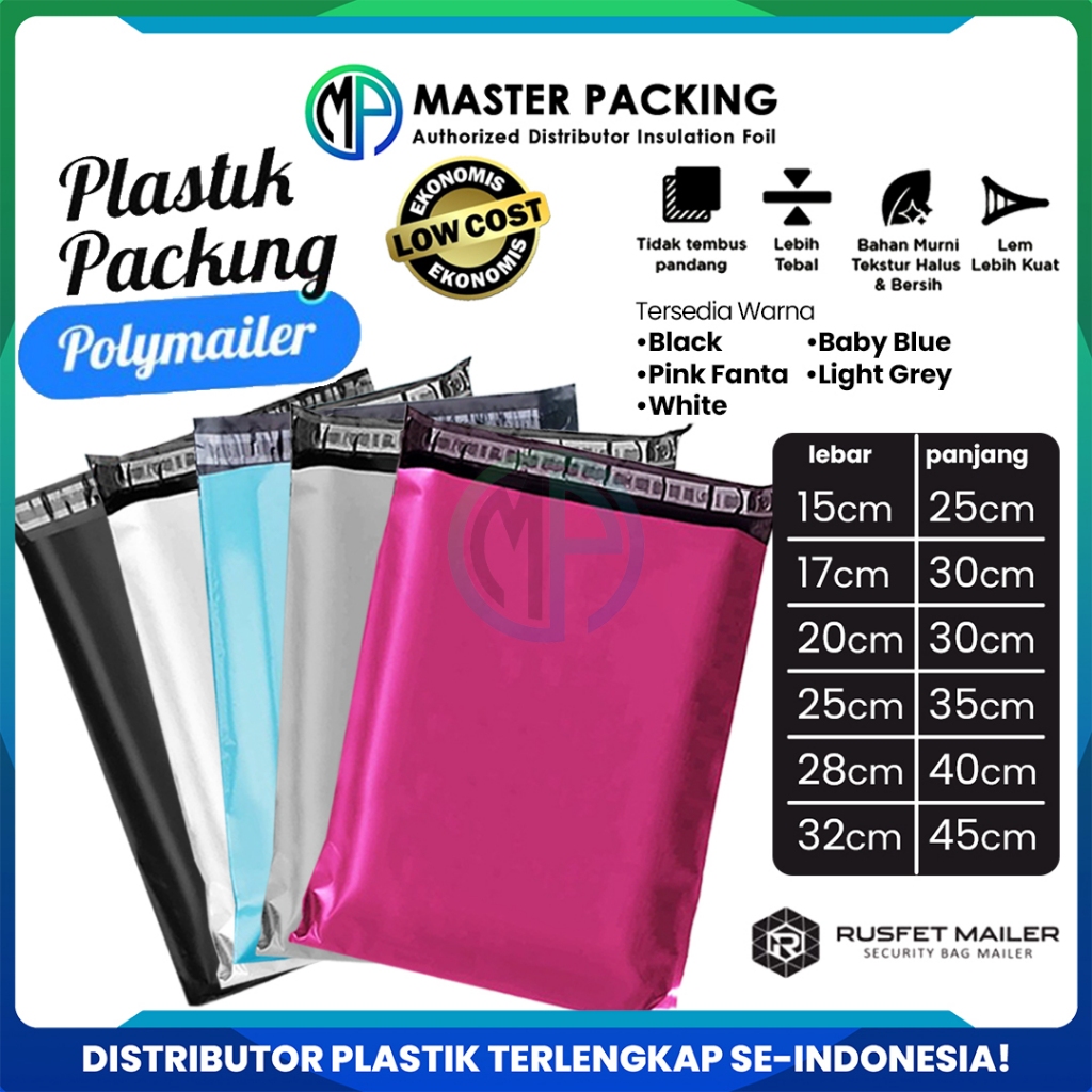 

Amplop Plastik Packing Polymailer Polos Rusfet | Amplop Polymailer Harga Per-Pack isi 100 - LOW COST