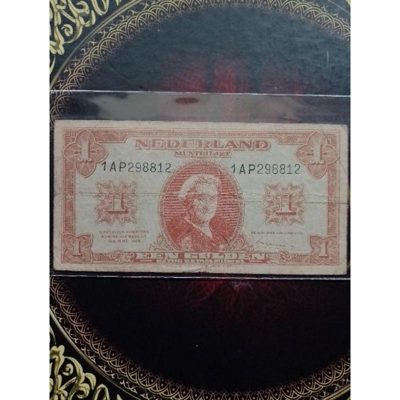 Uang Belanda 1 gulden Muntbiljet 1945 fine