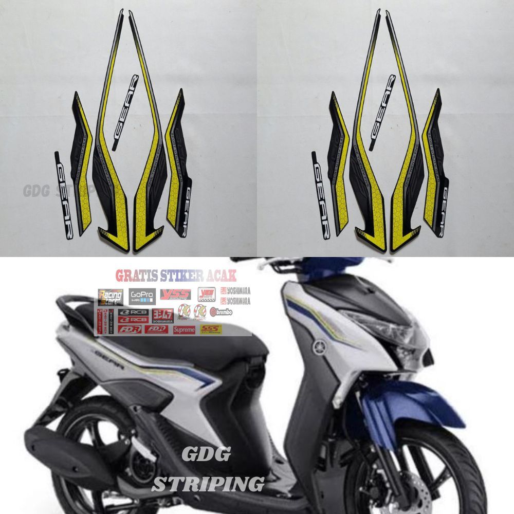 Striping Stiker Motor Yamaha Mio Gear 125 S 2022 2023 Kuning Murah