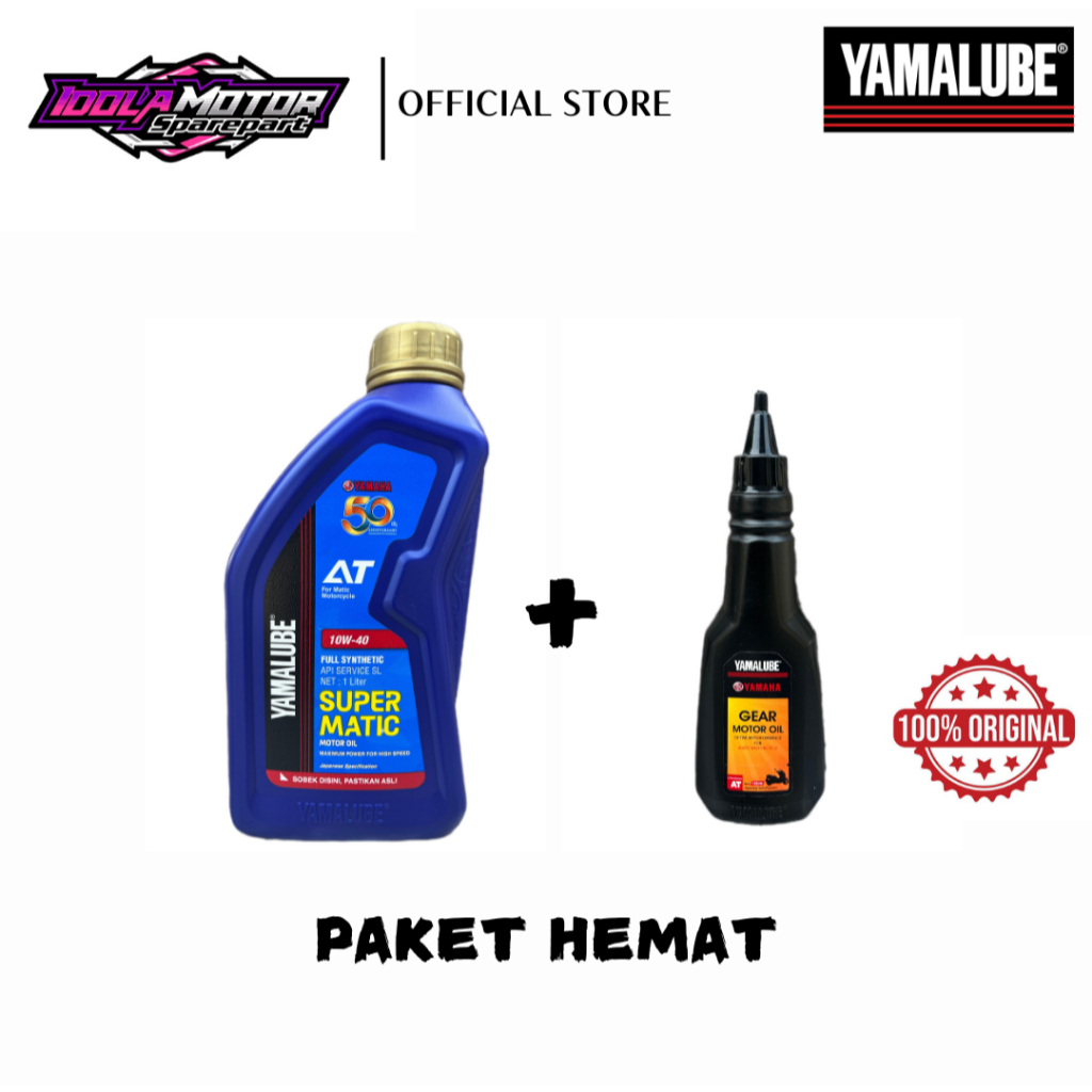 oli YAMALUBE SUPERMATIC 10W40 1L + oli GARDAN YAMAHA 150 ML NMAX AEROX LEXI paket hemat oli mesin ol
