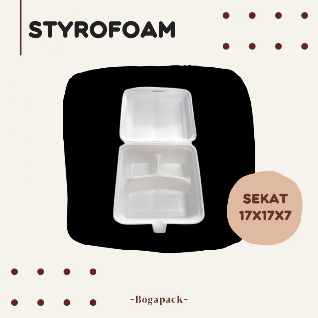 Styrofoam 03 uk. 17x17x7 / Styrofoam 03 Sekat / Styrofoam 03 Polos / Sterofoam Nasi / Kotak Makan / 