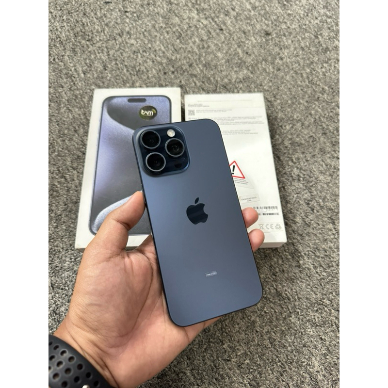 iphone 15 pro max 1tb ibox second like new warna blue titanium