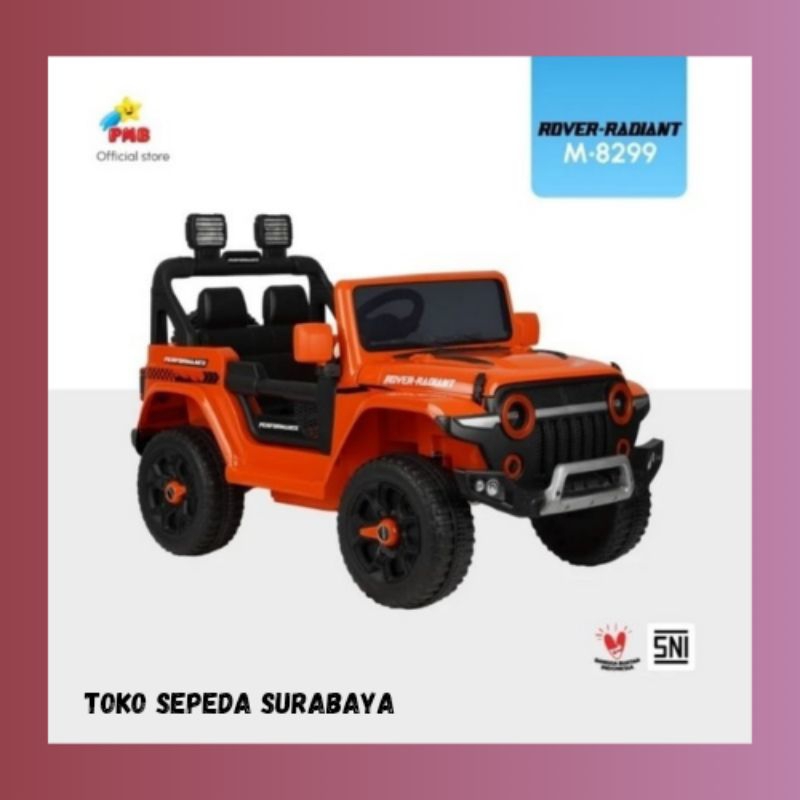 MAINAN MOBIL AKI ANAK JEEP PMB 8299 ROVER RADIANT DUAL DINAMO BARU