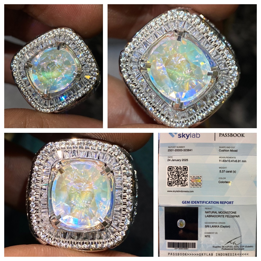 Natural 5.37ct rainbow moonstone hq srilanka ceylon