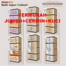 JUMBO LEMARI PAKAIAN PLASTIK NAIBA MSC FIT CERMIN SUSUN 4 MODERN - FULL KUNCI / NAIBA GANTUNG / NAIB