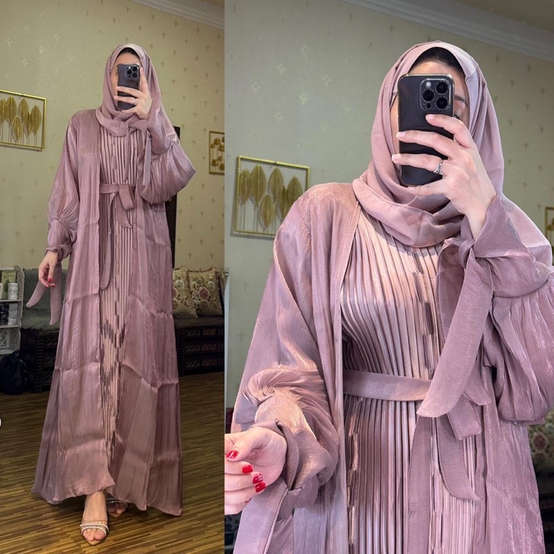ABAYA DUBAI ORIGINAL MURAH/ GAMIS LEBARAN/ ABAYAT READY STOCK INNER OUTER ONE SET