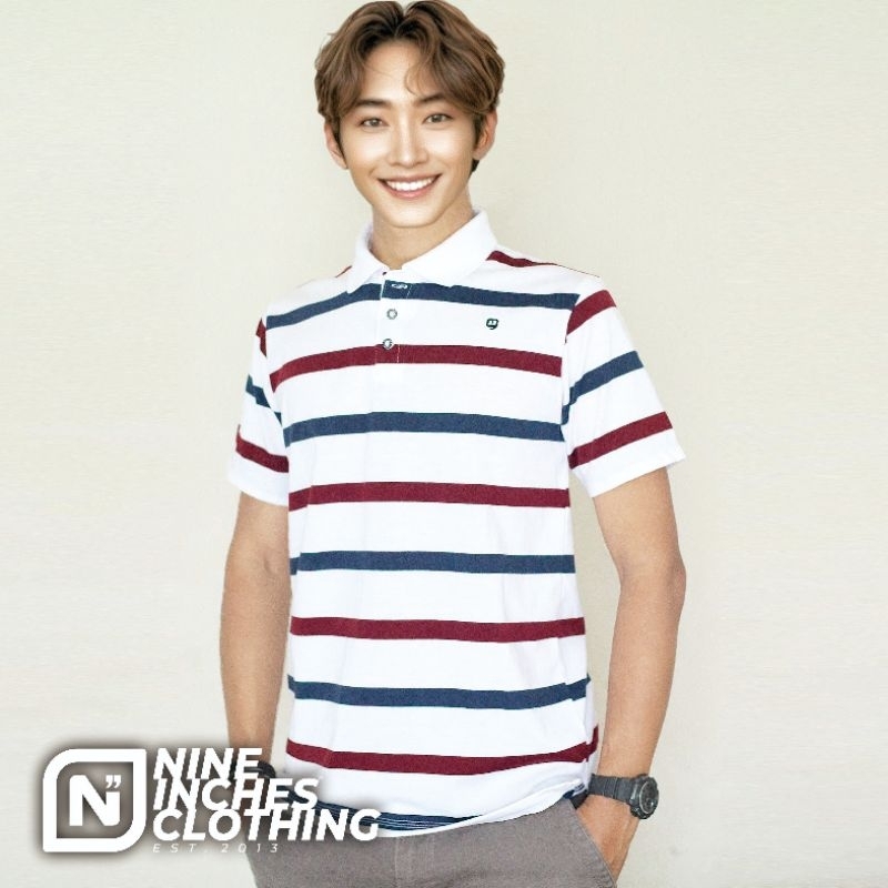 erky - Kaos Kerah Polo Shirt Salur Premium 9 Nine inches Cotton Stripe Wangki Pria Unisex Baju Garis