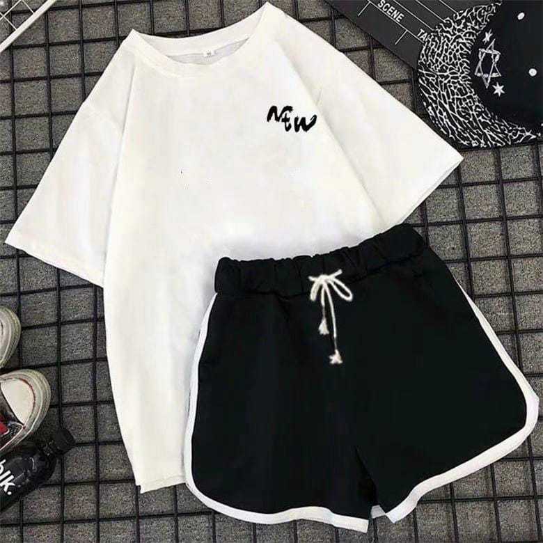 MYSTIQUE.ID-BAJU KAOS DAN CELANA HOTPANTS WANITA KOREA/ONE SET NTW - ONE SET LUCU KEREN DAN AESTETIC