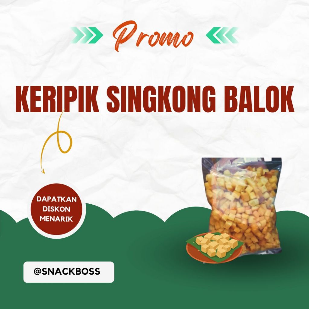 

PROMO KERIPIK SINGKONG BALOK / GANEPO/ TELA TELA / SINGKONG DADU/ SINGKONG KOTAK 500GR