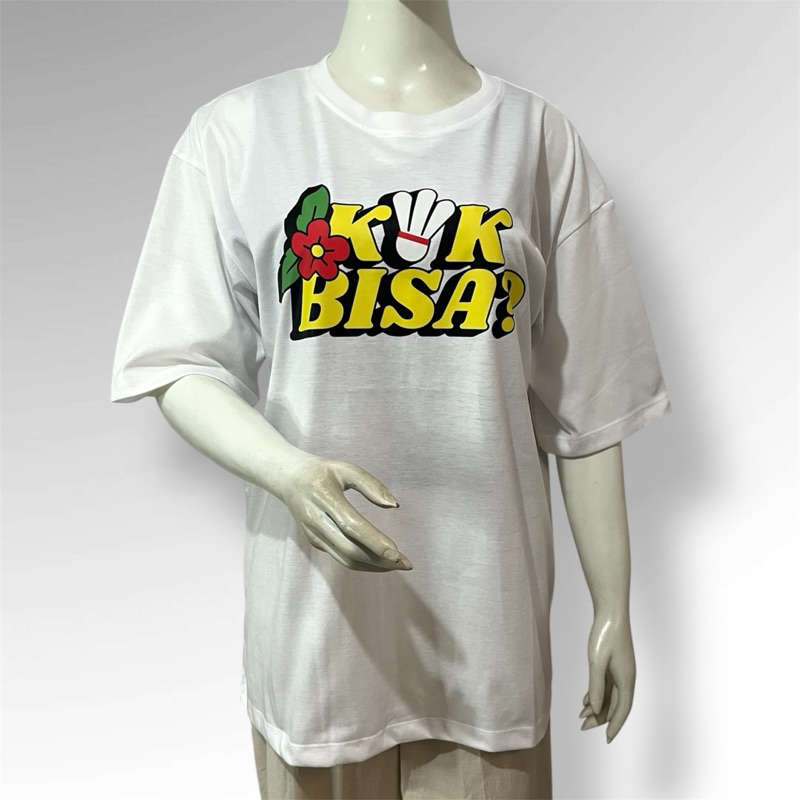 T-Shirt Pria Wanita Oversize Kaos Putih Sablon Depan