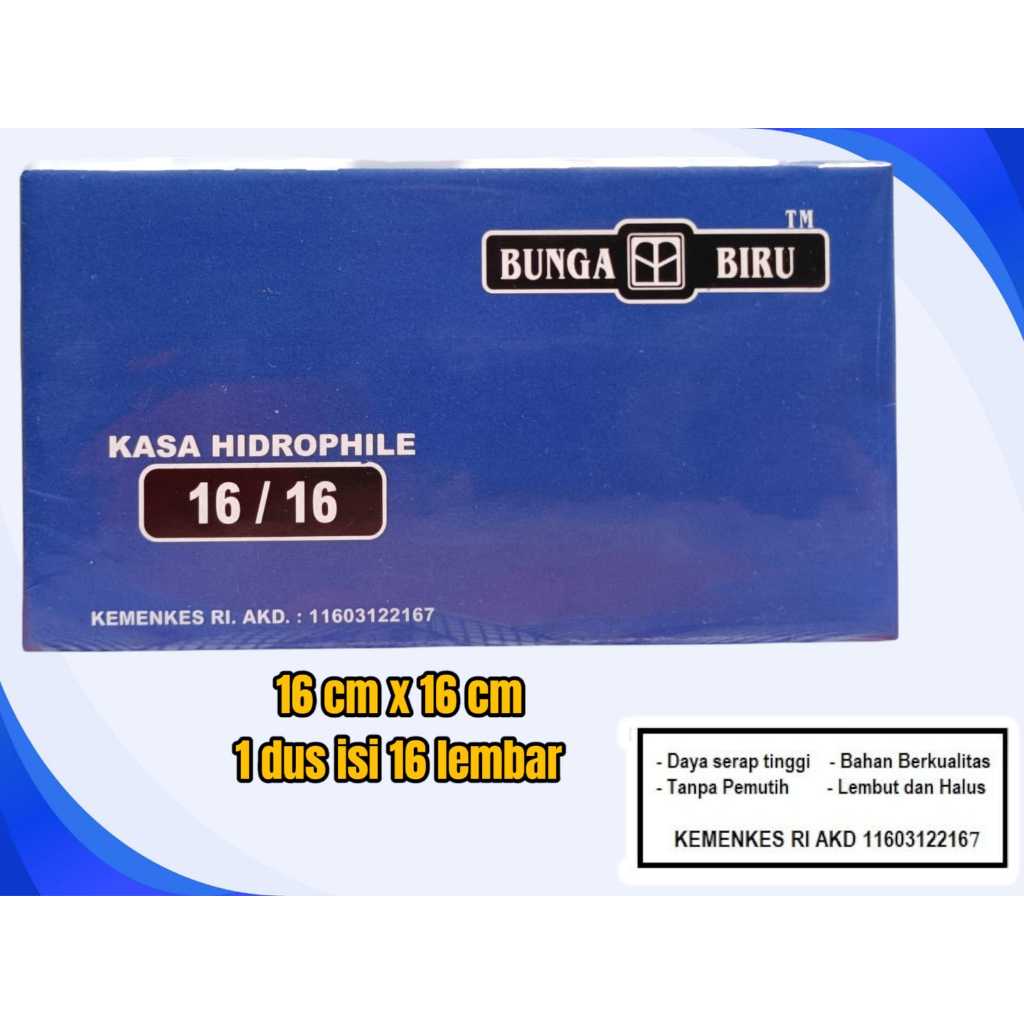 kasa kotak 16x16 bunga biru