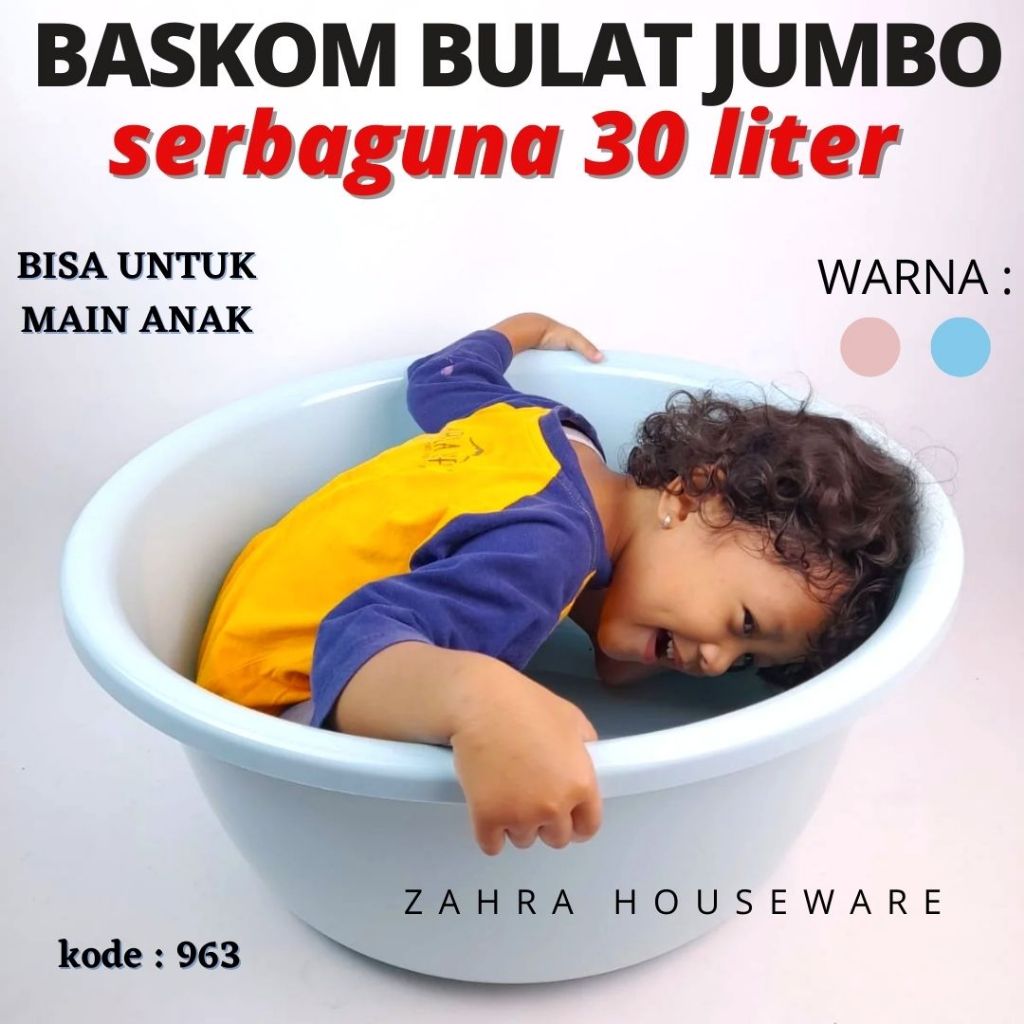 Baskom Bak Bulat 30 60 85 LITER XXXL Redhouse Besar Jumbo Plastik Bak Air Mandi Berkualitas