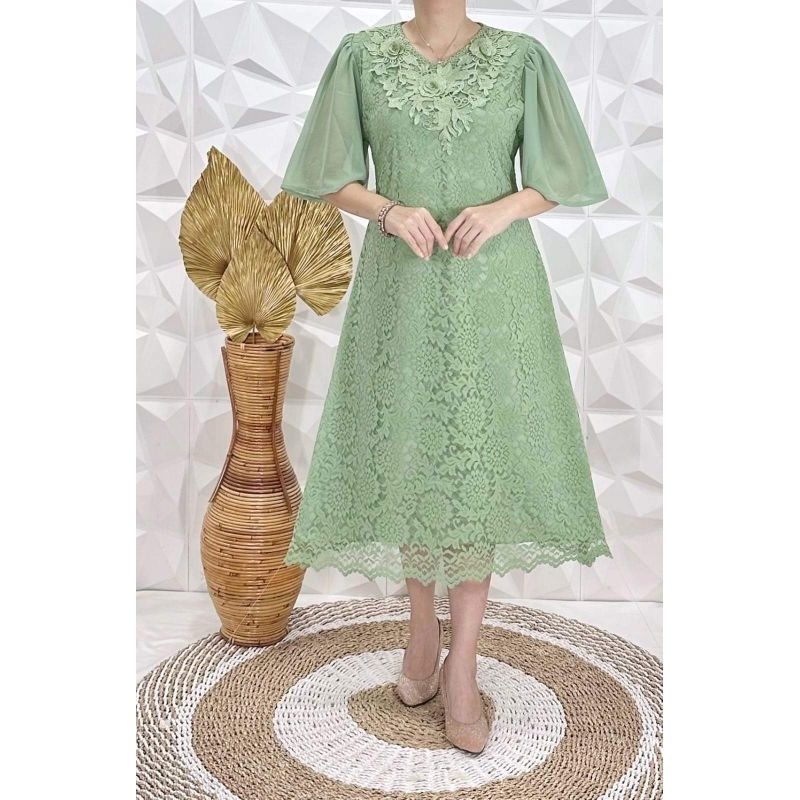 Dres semi prancis motif bunga